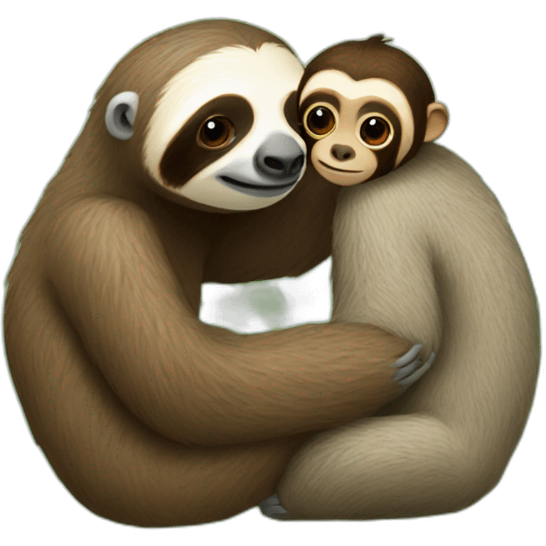 sloth and monkey kissing emoji