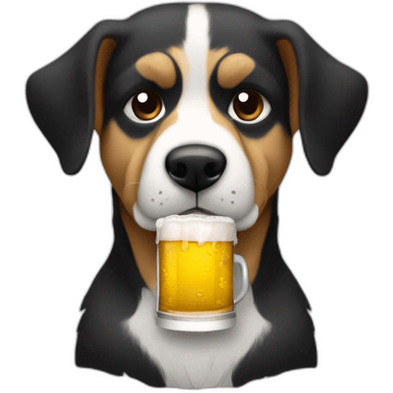 Perro pastor ovejero con tarro de cerveza emoji