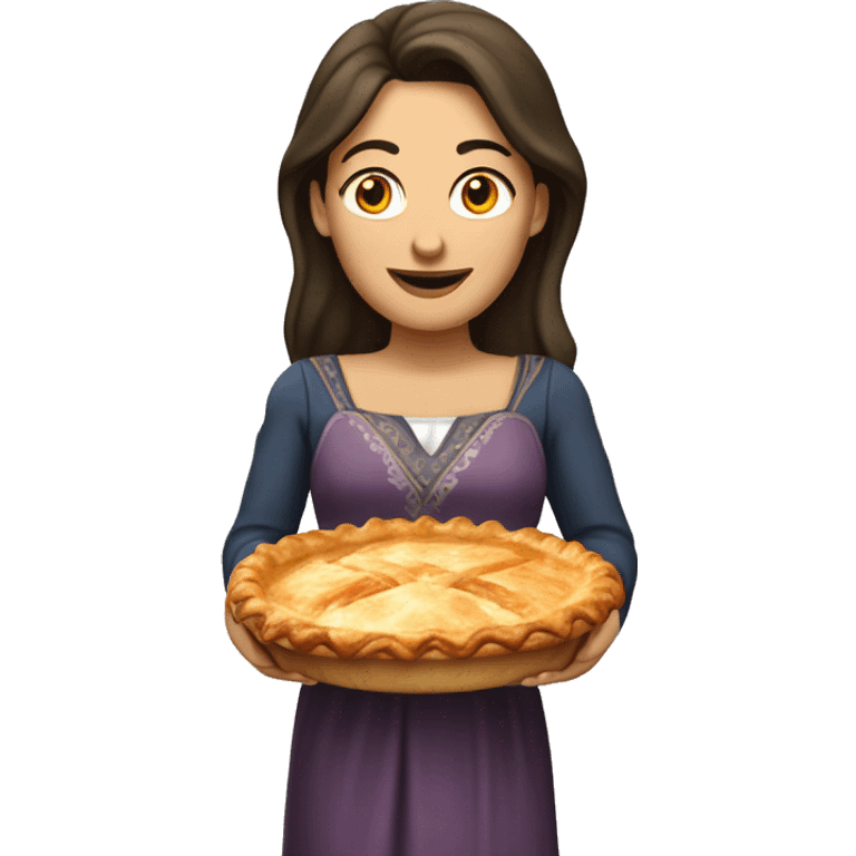 bosnian woman hold a pie named Burek emoji