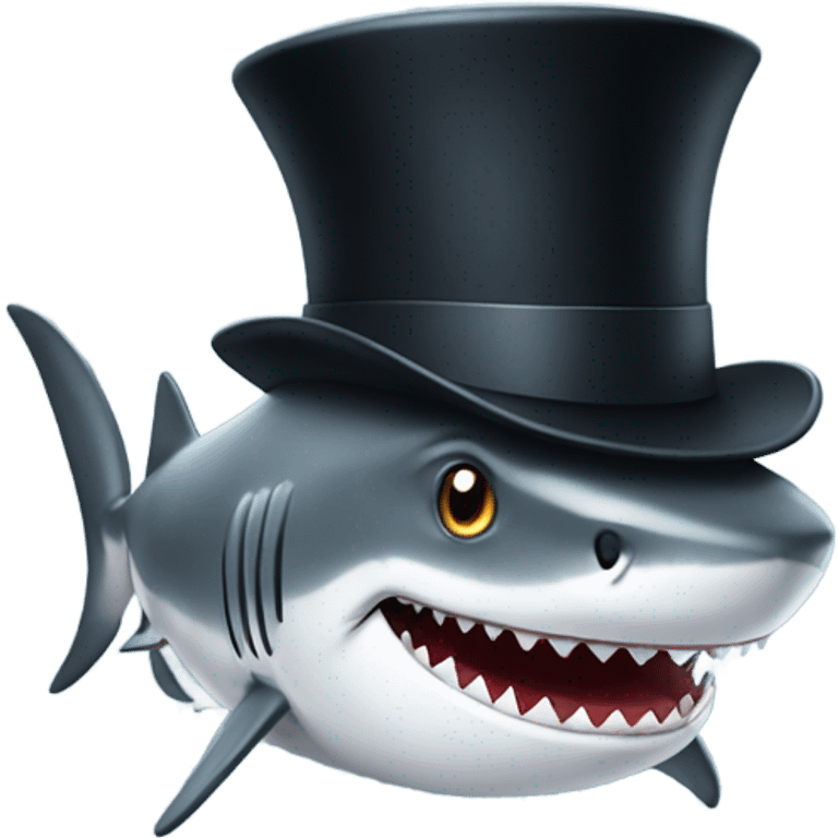 Shark with a top hat emoji