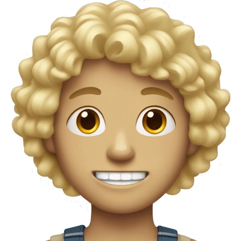 blonde boy with fluffy hair and braces  emoji