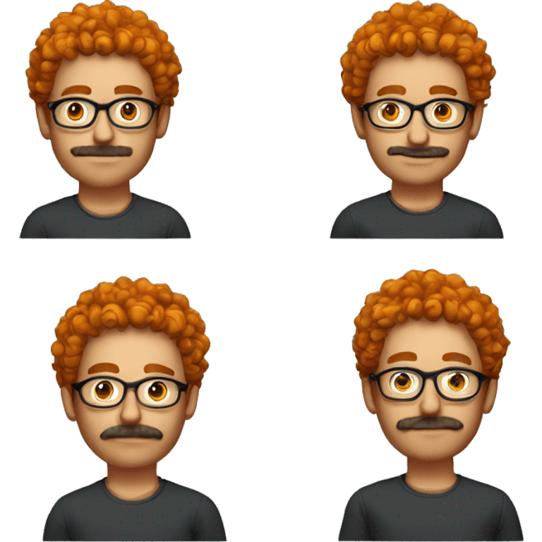 Guy with orange curly hair, glasses and a mustache with a small beard emoji