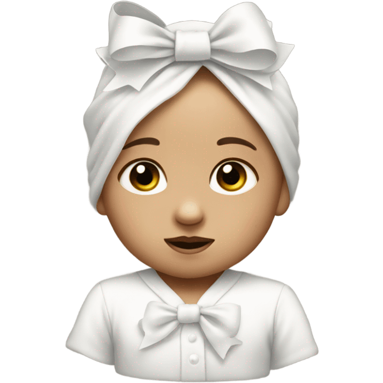 white baby with a bow  emoji