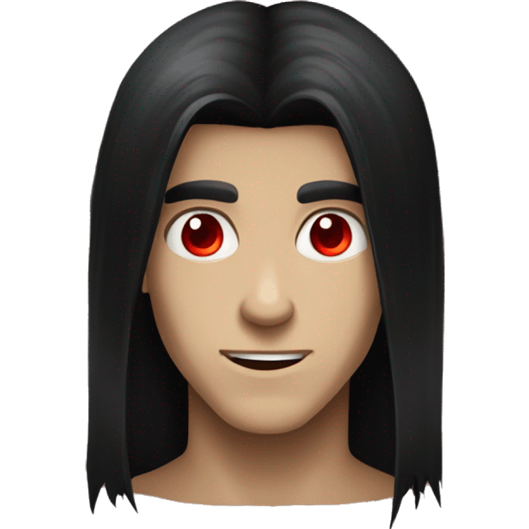 black long hair with red eyes young handsome vampire emoji