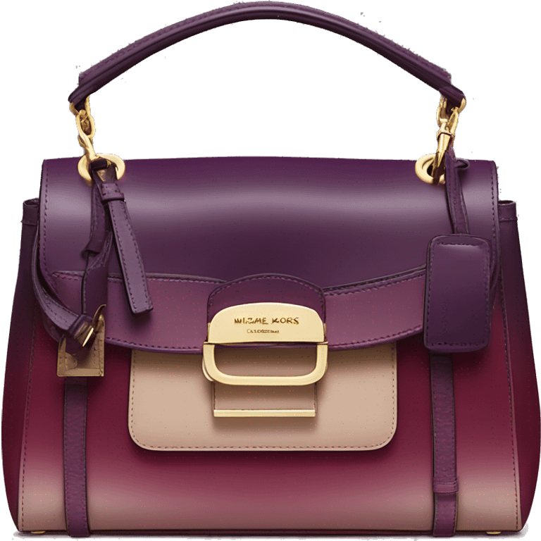 Realistic isolated dark plum to dark wine color ombre Michael Kors satchel purse.  emoji