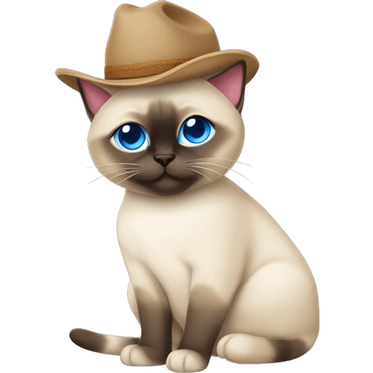 Fat Siamese cat blue eyes lavender cowboy hat emoji