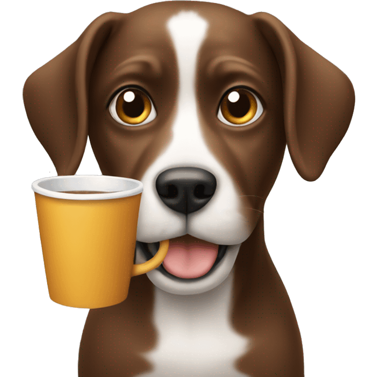 Dog drinking coffee emoji