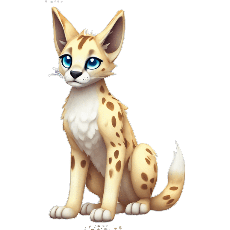 Cute Kawaii Epic Ethereal Sparkly Colorful Sergal-Serval-Caracal-Vernid full body emoji