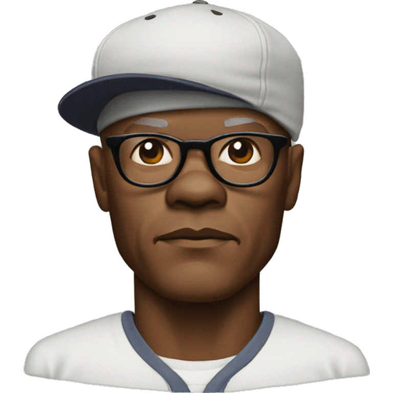 bald samuel l jackson serious wearing shirt and Kangol emoji