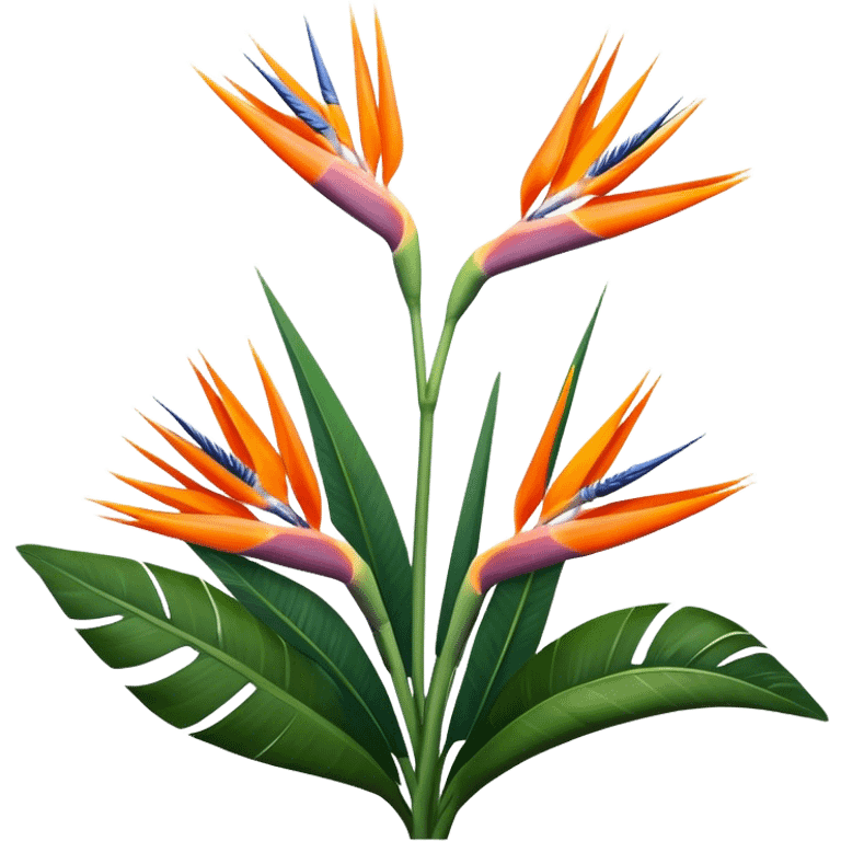 luxuriant, big bouquet Strelitzia Reginae, stem, leaf emoji