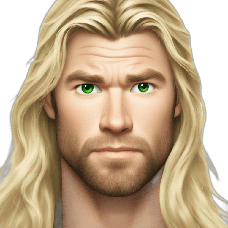 Chris hemsworth kiss blond woman with green eyes amd very very very long hair emoji