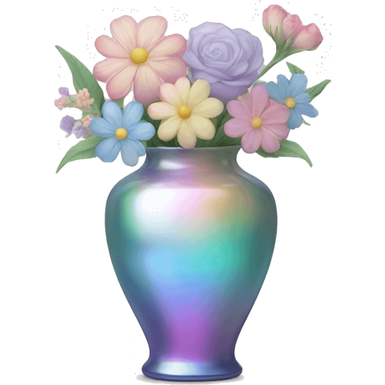 Iridescent vase with pastel flowers emoji