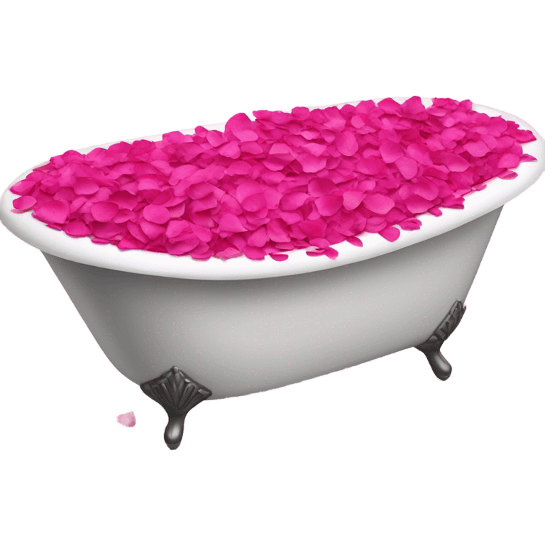 Bathtub filled with hot pink rose petals  emoji