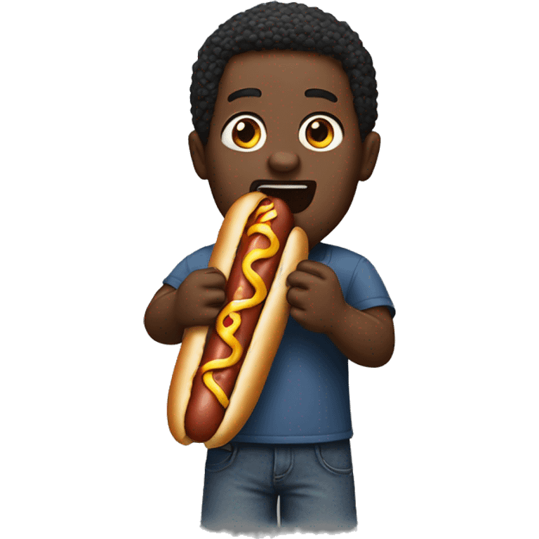 A black men eating a hotdog  emoji