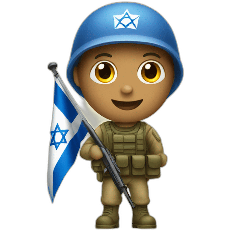 A soldier holding an Israeli flag emoji