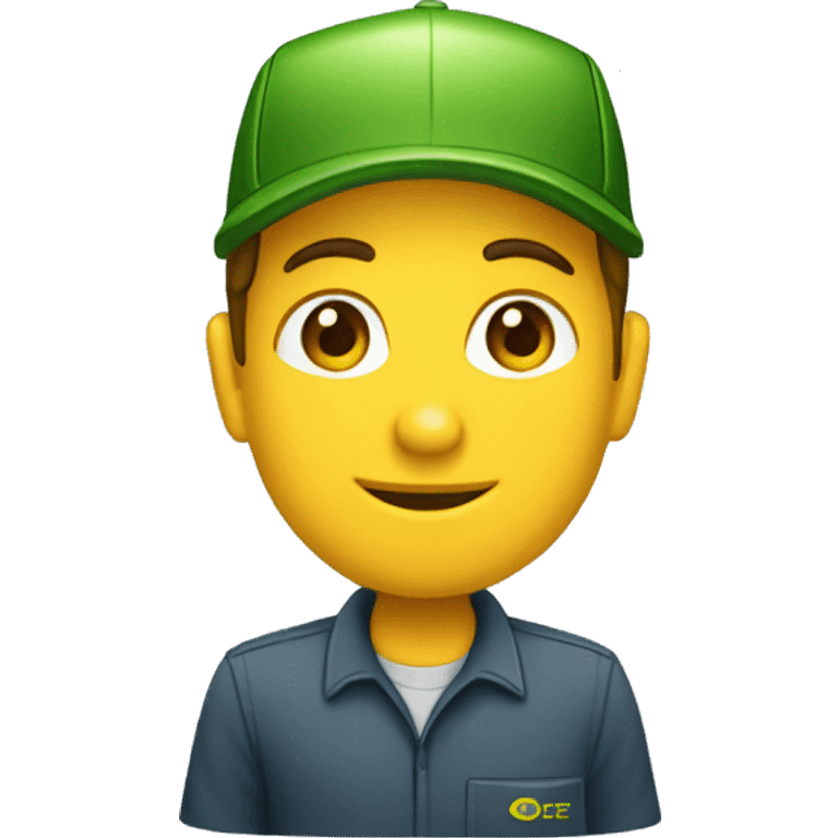 Service technician with a John Deere C&F cap emoji