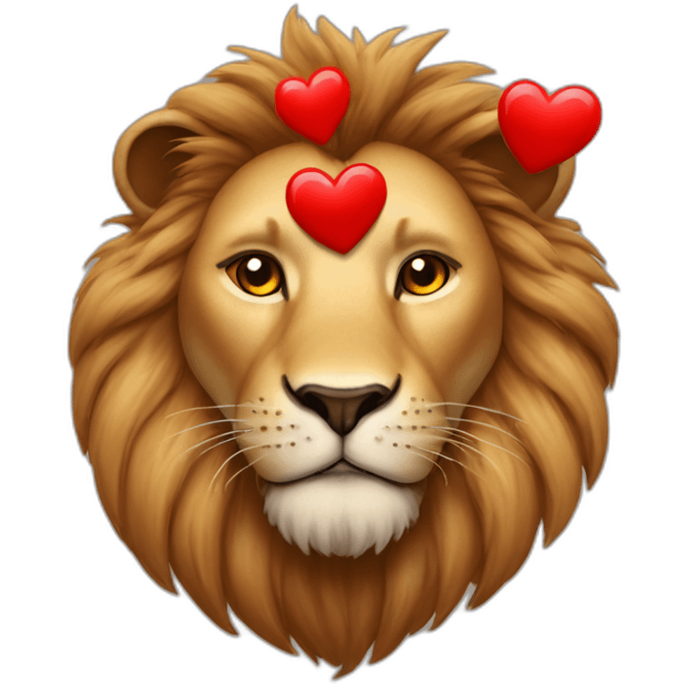 Lion face with huge red hearts in his eyes, he looks so much in love emoji