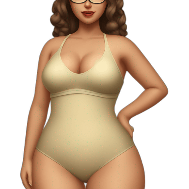 Slim-Thicc caucasian woman swimsuit posing (hourglass figure) emoji