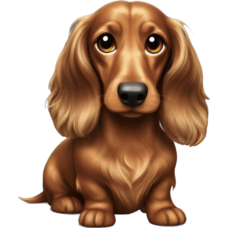 long-haired brown marble dachshund emoji