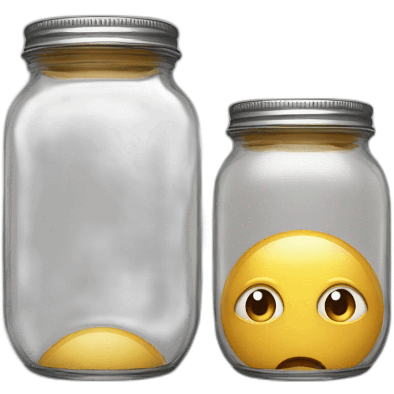 an empty glass jar squeezed +in-between two human legs,-inside,-in-the-jar,-nsfw,-genitals emoji