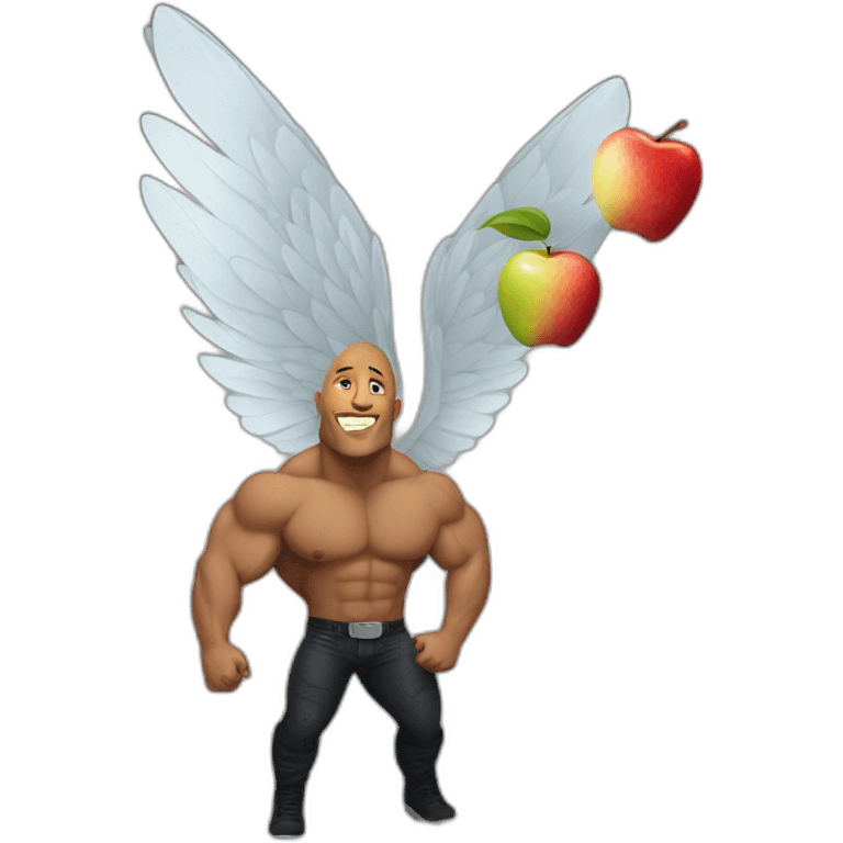 THE ROCK eat a Apple and fly with wings emoji