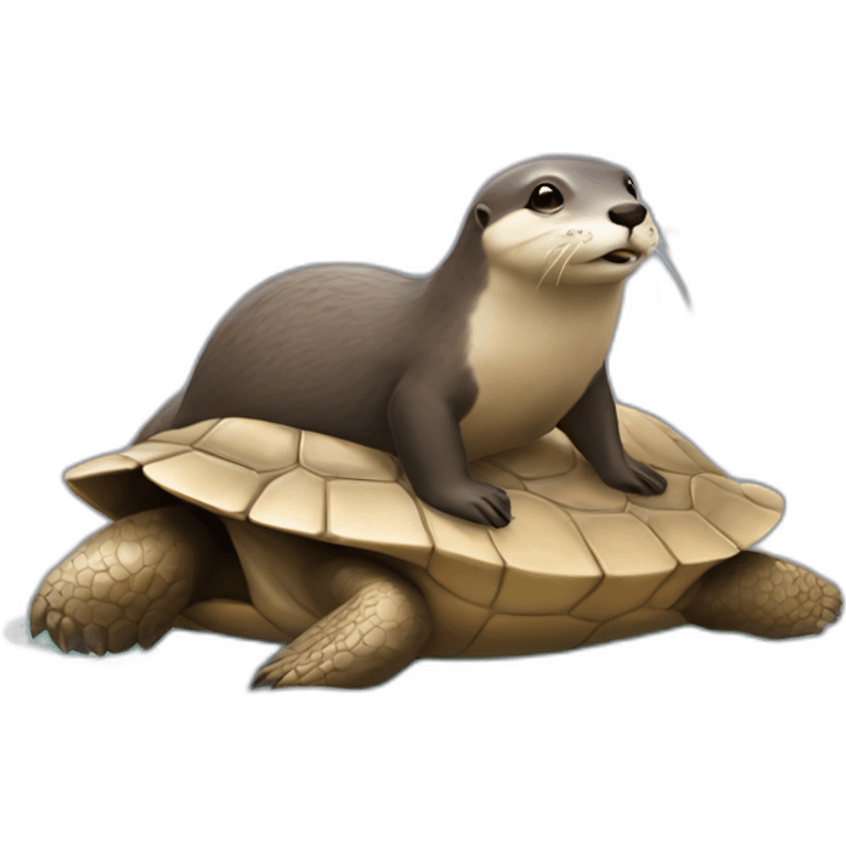 Une loutre sur une tortue emoji