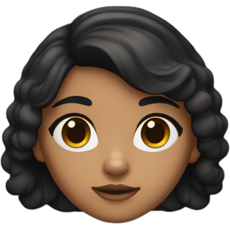 Girl with brown skin tone black hair cat eye mold on right cheek emoji