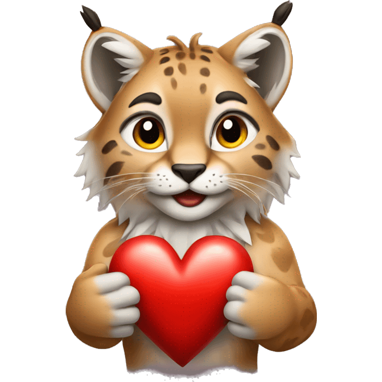 a lynx holding a heart emoji