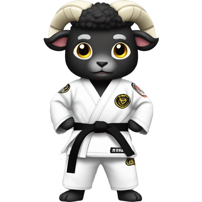 Ram wearing black Jiu-Jitsu gi whit white belt emoji