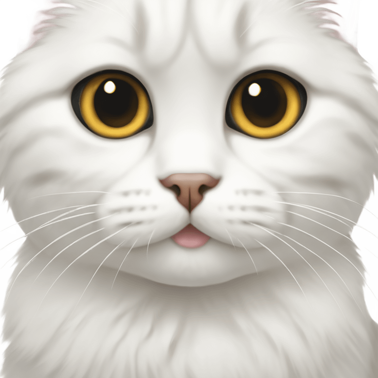 White cat long hair Scottish fold emoji