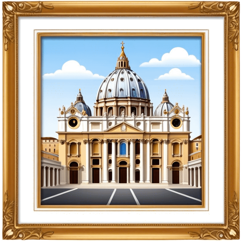 Cinematic Realistic St. Peter's Basilica Landmark Emoji, depicted with majestic, ornate architecture rendered with lifelike detail and regal lighting. emoji