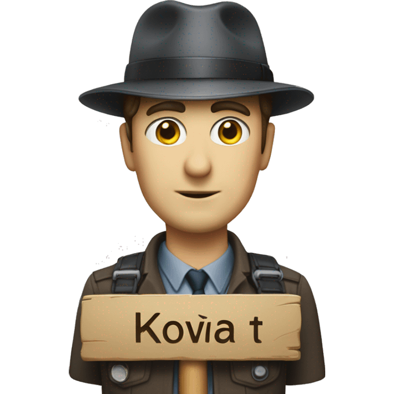 Man inspector with a sign that says Копипаст emoji