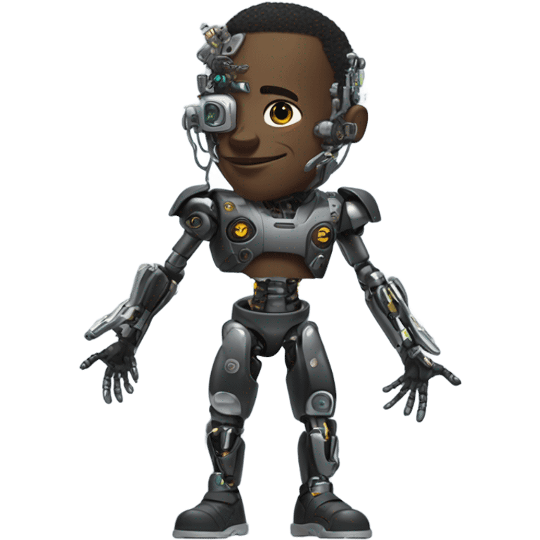 A black man who is a cyborg emoji