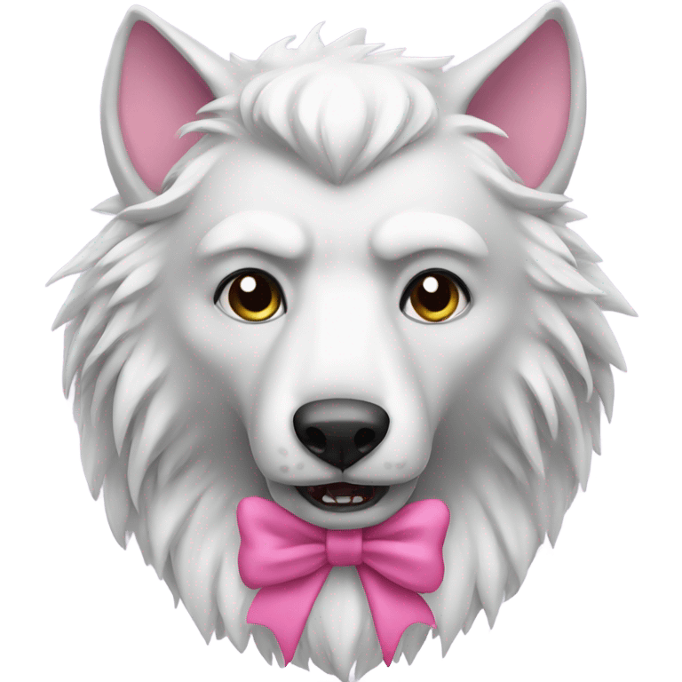 White werewolf with pink bow emoji