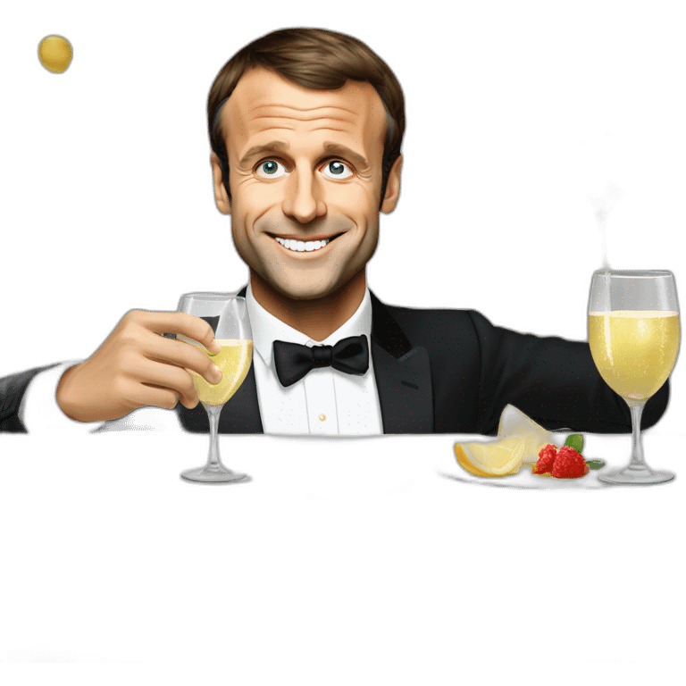 emmanuel macron drinking champagne emoji