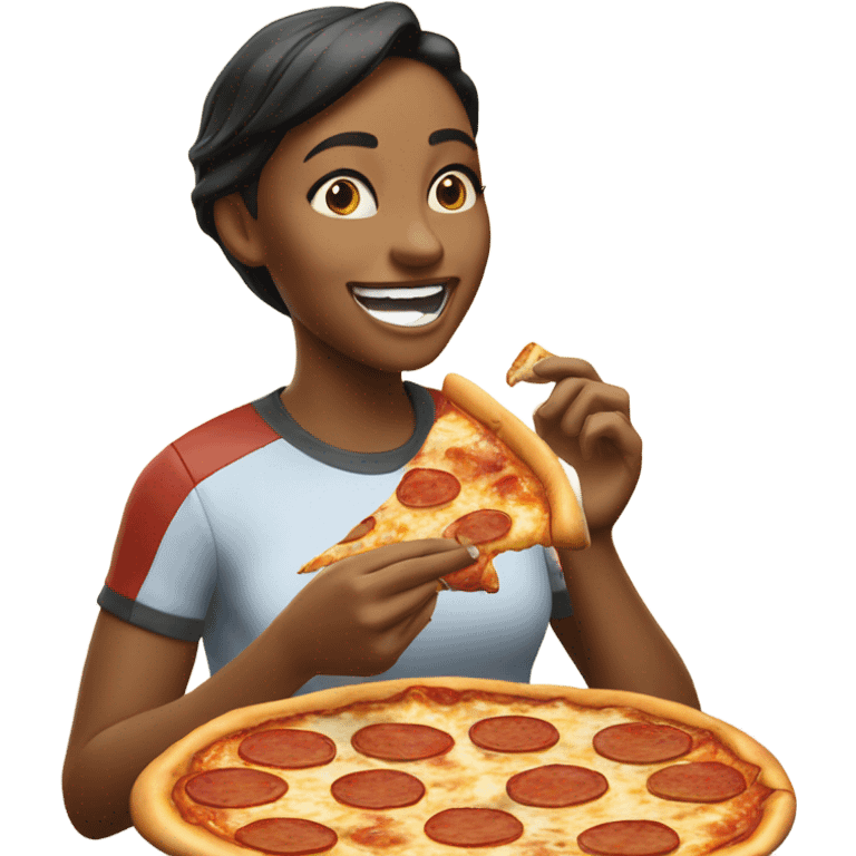 Chicken bacon ranch pizza being eaten by a girl emoji