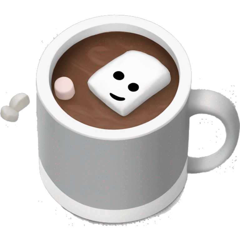 Grey mug with marshmallows and hot chocolate  emoji