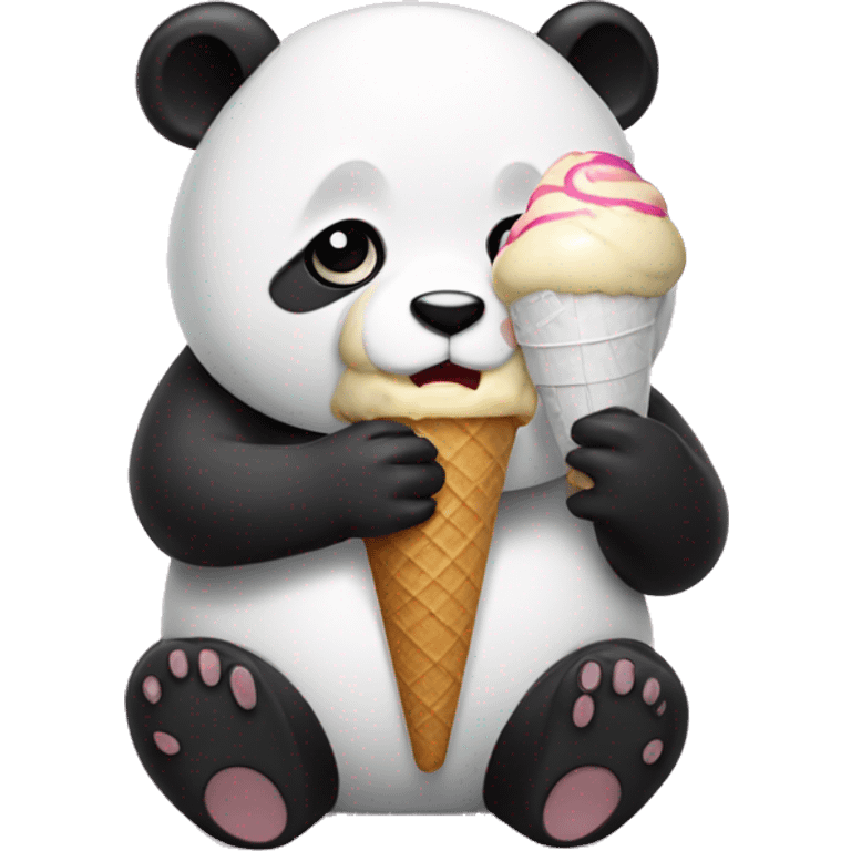 Panda eating ice cream emoji