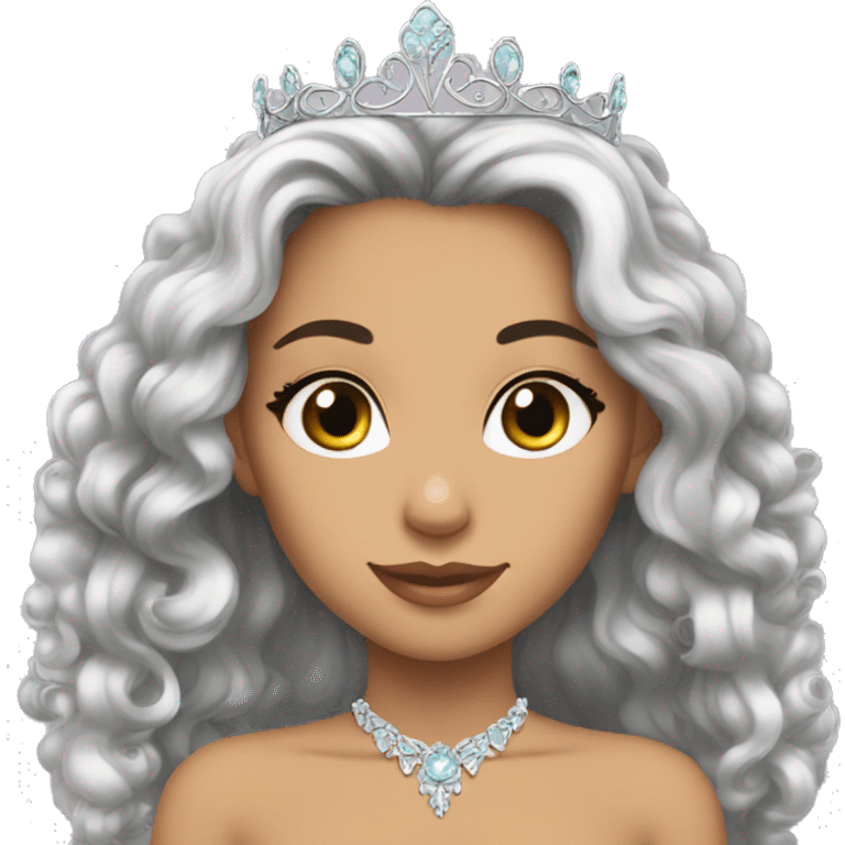 Latina princess tiara long hair black emoji