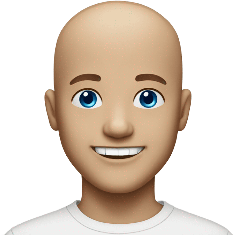 bald boy with bright smile blue eyes emoji