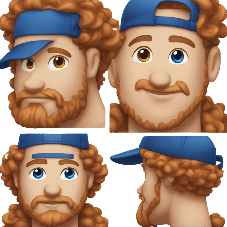 35 year old, male, short curly red hair, pale complexion, beard, blue eyes, basketball hat emoji