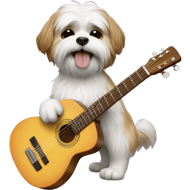 Shitzu dog playing guitar emoji