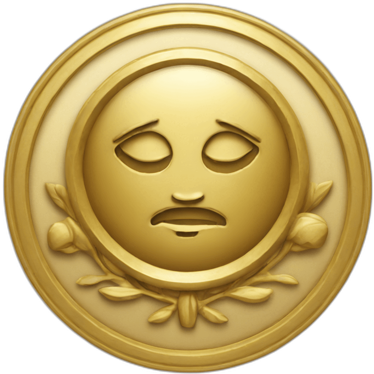 gold emblem with seal face emoji