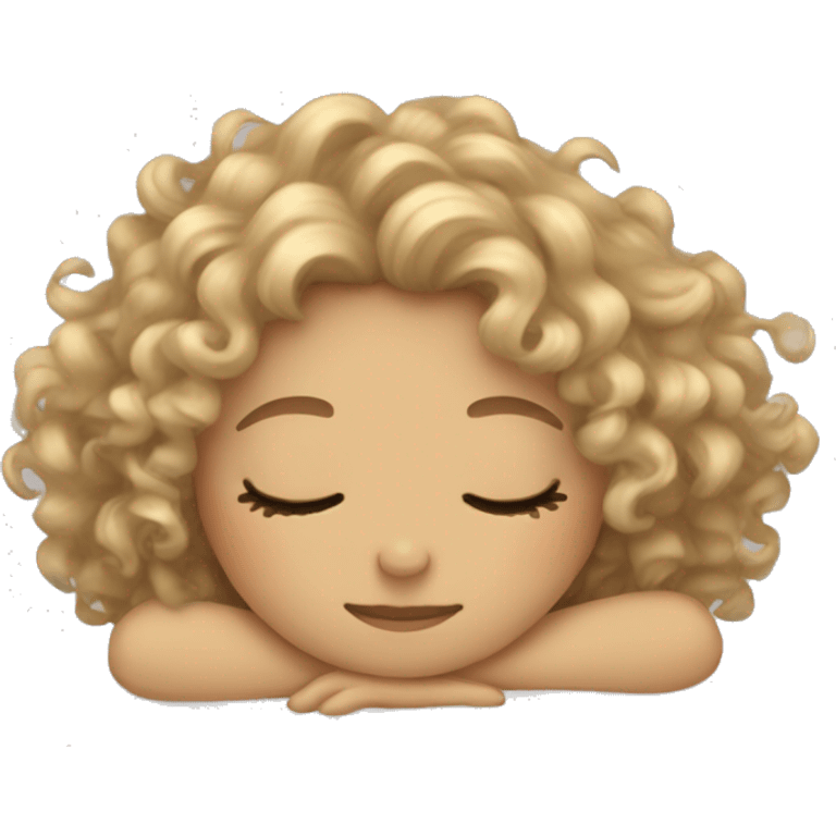 Light colored curly hair girl sleeping emoji