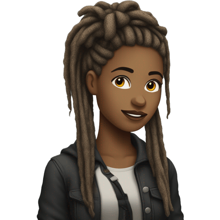 Jeune Femme Dreadlocks noir et détachées  emoji