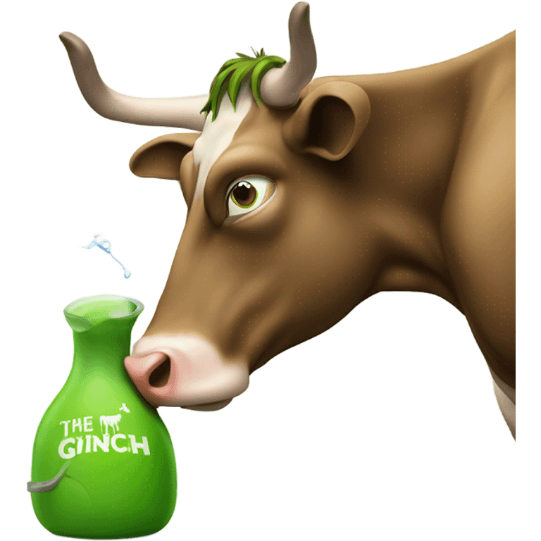 the grinch milking a cow emoji