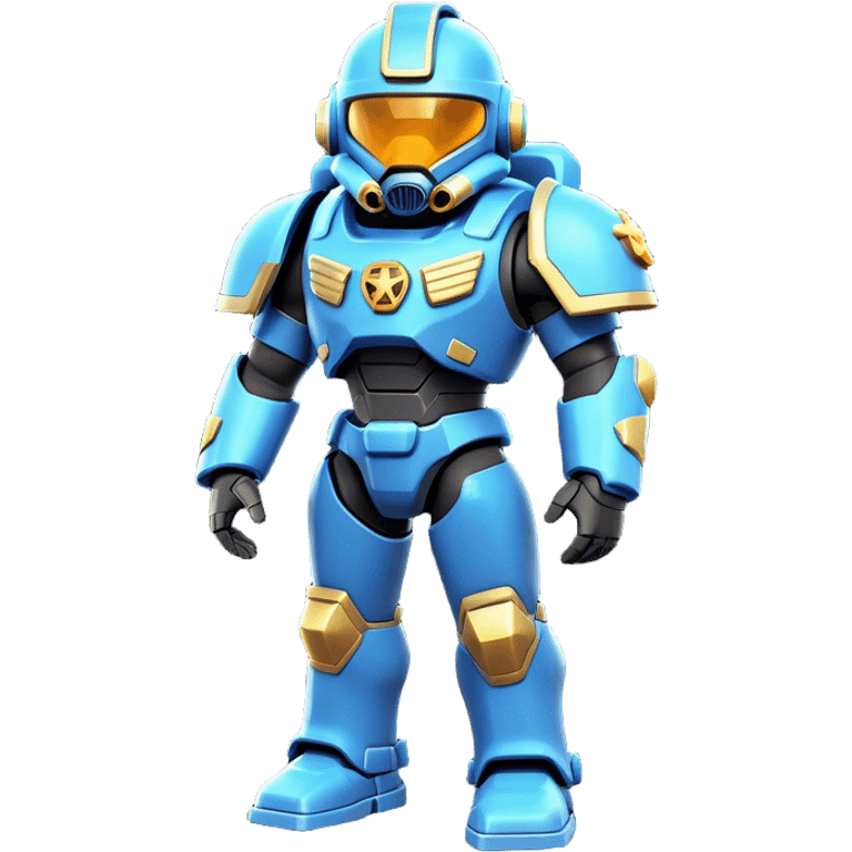 Clash of Clans aesthetic: Cinematic Playful Terran Marine Hero Emoji, rendered in a 3D vector-style similar to standard emojis with minimal shading and bold, simplified shapes. A compact, heroic isometric figure clad in futuristic power armor with signature energy accents, softly glowing with a cosmic battle charm. Simplified yet unmistakably iconic, highly detailed and consistent, glowing with a soft radiant shine and high gloss. Stylized with a touch of interstellar valor and a soft glowing outline, capturing the essence of an elite space warrior with a friendly, playful manner! emoji