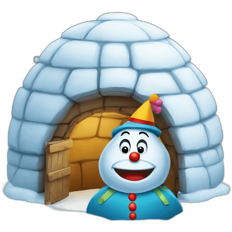 igloo with clown  emoji