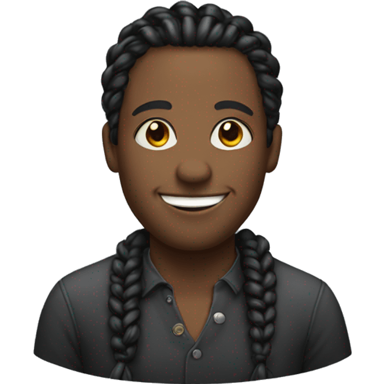 smiling portrait of black a man with braids  emoji