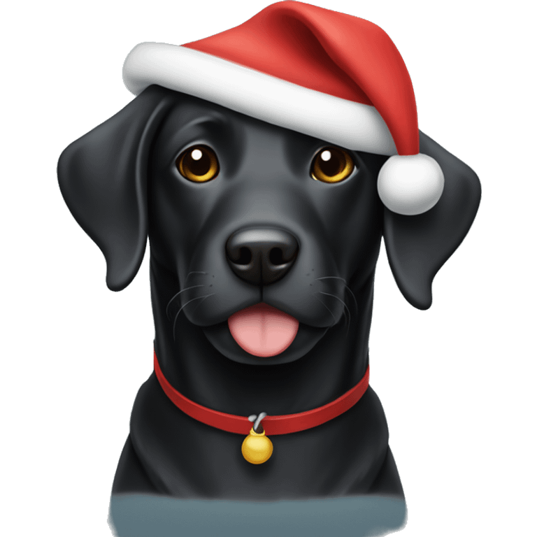 Black lab wearing Santa hat emoji